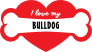 Handwritten I Love My Bulldog With Bone And Heart Sticker