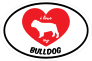 Handwritten I Love My Bulldog With Heart Oval Sticker