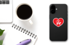 Handwritten I Love My Cat Heart Sticker on a Phone (New) example