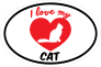Handwritten I Love My Cat With Bushy Tail And Heart Oval Sticke