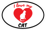 Handwritten I Love My Cat With Curly Tail And Heart Oval Sticke