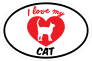 Handwritten I Love My Cat With Heart Oval Sticker