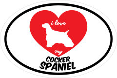 Handwritten I Love My Cocker Spaniel With Heart Oval Sticker