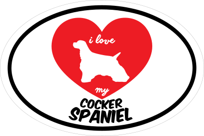 Handwritten I Love My Cocker Spaniel With Heart Oval Sticker
