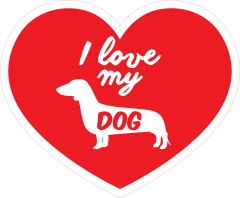 Handwritten I Love My Dachshund Heart Sticker