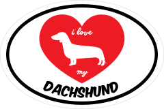 Handwritten I Love My Dachshund With Heart Oval Sticker