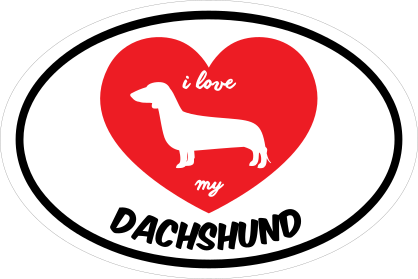 Handwritten I Love My Dachshund With Heart Oval Sticker