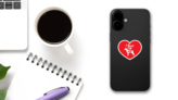 Handwritten I Love My Doberman Pinscher Heart Sticker on a Phone (New) example