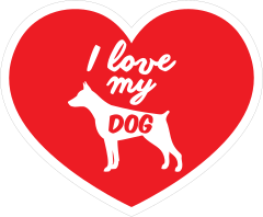 Handwritten I Love My Doberman Pinscher Heart Sticker