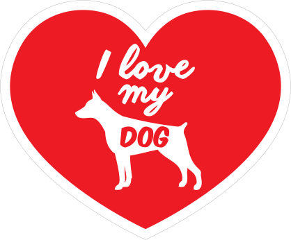 Handwritten I Love My Doberman Pinscher Heart Sticker