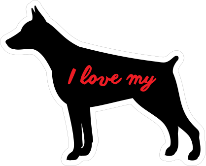 Handwritten I Love My Doberman Pinscher Silhouette  Sticker