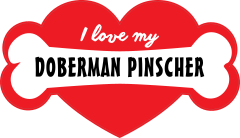 Handwritten I Love My Doberman Pinscher With Bone And Heart Sti