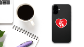 Handwritten I Love My French Bulldog Heart Sticker on a Phone (New) example