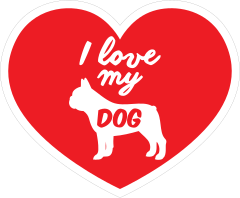 Handwritten I Love My French Bulldog Heart Sticker