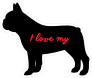 Handwritten I Love My French Bulldog Silhouette  Sticker