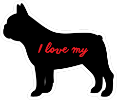 Handwritten I Love My French Bulldog Silhouette  Sticker