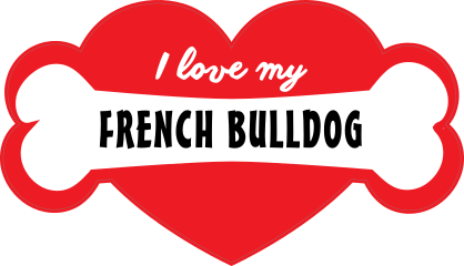 Handwritten I Love My French Bulldog With Bone And Heart Sticke