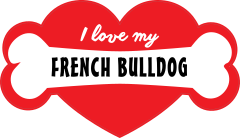 Handwritten I Love My French Bulldog With Bone And Heart Sticke
