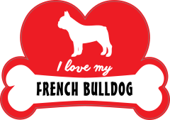 Handwritten I Love My French Bulldog With Dog Bone And Heart St