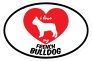 Handwritten I Love My French Bulldog With Heart Oval Sticker