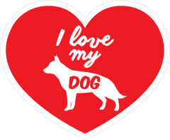 Handwritten I Love My German Shepherd Heart Sticker