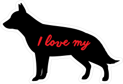 Handwritten I Love My German Shepherd Silhouette  Sticker