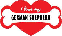 Handwritten I Love My German Shepherd With Bone And Heart Stick