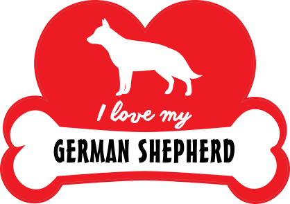 Handwritten I Love My German Shepherd With Dog Bone And Heart S