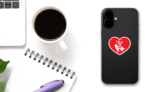 Handwritten I Love My Golden Retriever Heart Sticker on a Phone (New) example