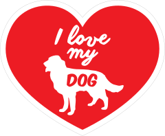 Handwritten I Love My Golden Retriever Heart Sticker