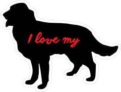 Handwritten I Love My Golden Retriever Silhouette  Sticker