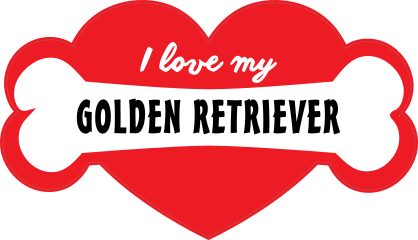 Handwritten I Love My Golden Retriever With Bone And Heart Stic