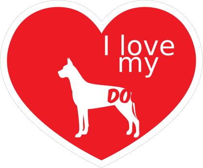 Handwritten I Love My Great Dane Heart Sticker