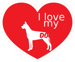 Handwritten I Love My Great Dane Heart Sticker