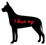 Handwritten I Love My Great Dane Silhouette  Sticker