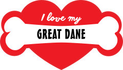 Handwritten I Love My Great Dane With Bone And Heart Sticker
