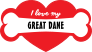Handwritten I Love My Great Dane With Bone And Heart Sticker