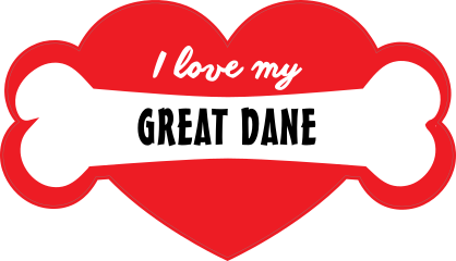 Handwritten I Love My Great Dane With Bone And Heart Sticker