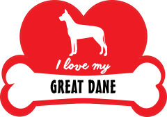 Handwritten I Love My Great Dane With Dog Bone And Heart Sticke