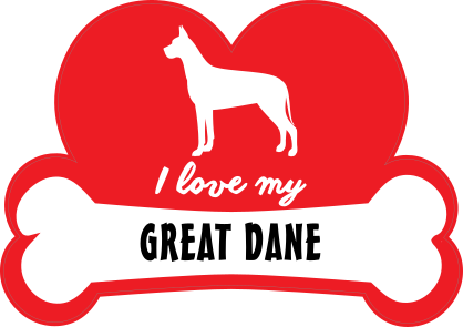 Handwritten I Love My Great Dane With Dog Bone And Heart Sticke