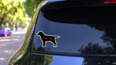 Handwritten I Love My Labrador Silhouette  Sticker on a Rear Car Window (New) example