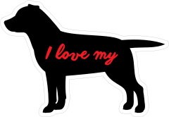 Handwritten I Love My Labrador Silhouette  Sticker