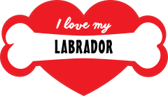 Handwritten I Love My Labrador With Bone And Heart Sticker