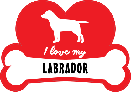 Handwritten I Love My Labrador With Dog Bone And Heart Sticker