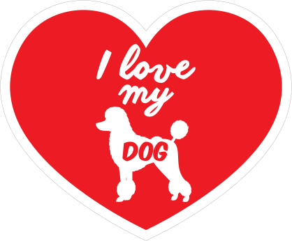 Handwritten I Love My Poodle Heart Sticker