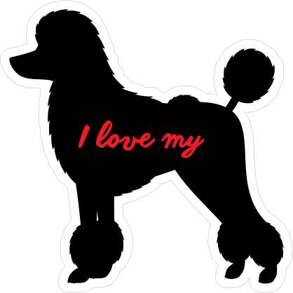 Handwritten I Love My Poodle Silhouette  Sticker