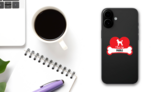 Handwritten I Love My Poodle With Dog Bone And Heart Sticker on a Phone (New) example