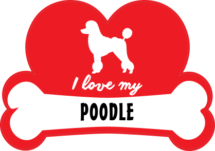 Handwritten I Love My Poodle With Dog Bone And Heart Sticker