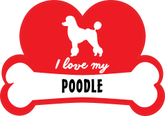 Handwritten I Love My Poodle With Dog Bone And Heart Sticker