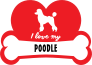 Handwritten I Love My Poodle With Dog Bone And Heart Sticker